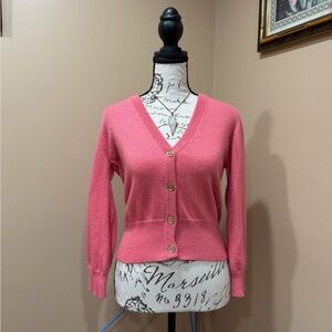 Michael Kors Pink Button Cardigan Sweater Gold Buttons Size M